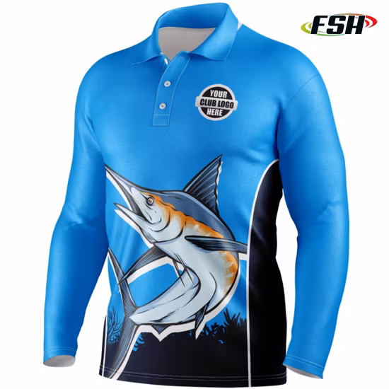 Camicie da pesca a maniche lunghe con cappuccio da uomo con cappuccio e materiale riciclato UV Upf50+ personalizzate per l'assorbimento dell'umidità