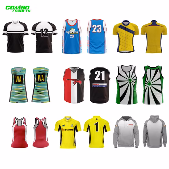 Jersey di calcio di pallacanestro di baseball di rugby di polo di ciclismo con cappuccio di sublimazione all'ingrosso personalizzato