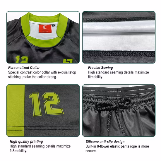 Aibort Set di uniformi da rugby traspiranti da uomo, uniformi in maglia da rugby sublimate personalizzate